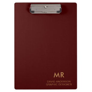 Gouden naam monogram branding rode klembord