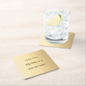 Gouden naam script verjaardag vierkante kartonnen onderzetter (Insitu)