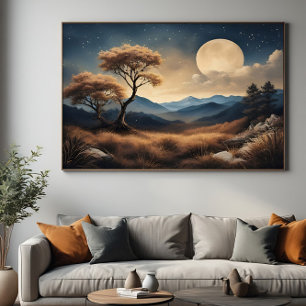 Gouden Nacht van de Volle Maan Canvas Afdruk