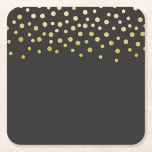 Gouden namaak folieconfetti vierkante kartonnen onderzetter