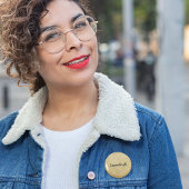 Gouden namaak glitters monogram naam ronde button 5,7 cm