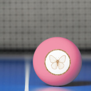 Gouden namaak glitters witte vlinder pingpongballen