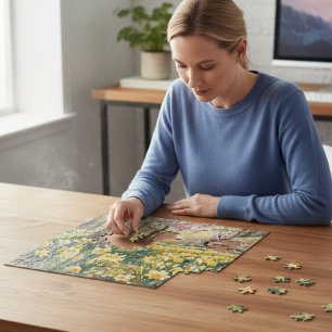 Gouden Narcissen Tuin Bloeit Waterverf Legpuzzel