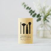 Gouden natuurlijke lijnen achtergrond make-up set visitekaartje (Staand voorkant)