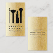 Gouden natuurlijke lijnen achtergrond make-up set visitekaartje (Voorkant / Achterkant)