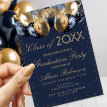 Gouden Navy Blauwe Glitter Ballonnen Afstudeerfees