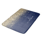 Gouden Navy Blauwe Glitter Script Monogram Meisjes Badmat (Gekanteld)