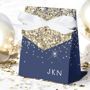 Gouden Navy Blauwe Meisjesachtige Glitter Glans Mo Bedankdoosjes