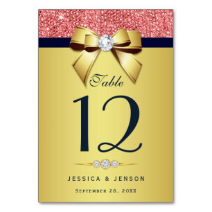 Gouden Navy Diamond Bow Coral Sequins Kaart