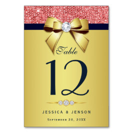 Gouden Navy Diamond Bow Coral Sequins Kaart