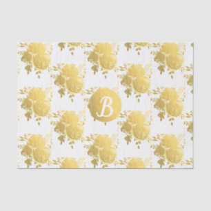 Gouden Nep Folie Glanzende Glamour Rozen Monogram  Tissuepapier