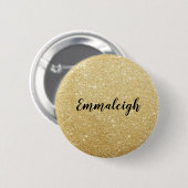 Gouden nep glinsterende monogramnaam ronde button 5,7 cm (Voorkant /achterkant)