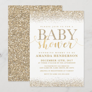 Gouden Nep Glitter Baby Shower Uitnodiging