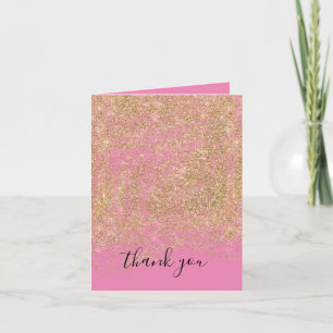Gouden Nep Glitters Roze Glans Bedankkaart