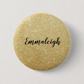Gouden nepglooi monogram naam ronde button 5,7 cm (Voorkant)