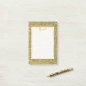 Gouden nepschitter glitter post-it® notes (Op bureau)
