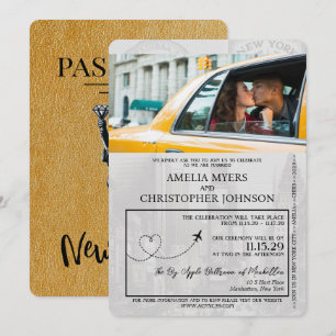 Gouden New York City Passport bruiloft Kaart