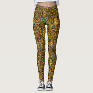 Gouden Nieuwstijlkatten Leggings