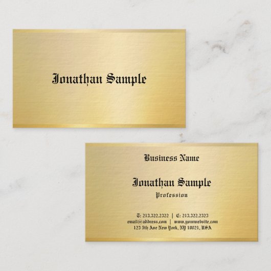 Gouden  Nostalgische Classic Look Oude Stijl Tekst Visitekaartje (Voorkant / Achterkant)