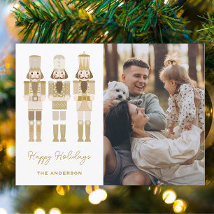 GOUDEN NOTENKRAKERS MET FOTO KERSTMIS BRIEFKAART