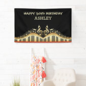 Gouden notities en toetsenborden Rode lijnen Spandoek (Insitu)