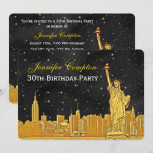 Gouden NYC Silhouette #2 Etch Zwart Sterrenhemel B Kaart