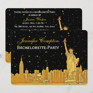 Gouden NYC Silhouette #2 Zwarte Sterren BGH Bruids Kaart