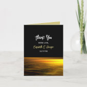 Gouden Oceaan, Elegant Strand Bruiloft Bedankkaart (Voorkant)