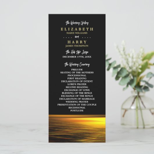 Gouden Oceaan, Elegant Strand Bruiloft Programma (Staand voorkant)