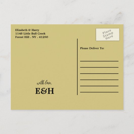 Gouden Oceaan, Elegant Strand Bruiloft Save The Da Aankondigingskaart (Achterkant)