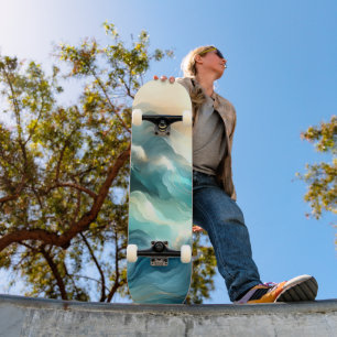 Gouden Oceaangolf Abstracte Golven Skateboard