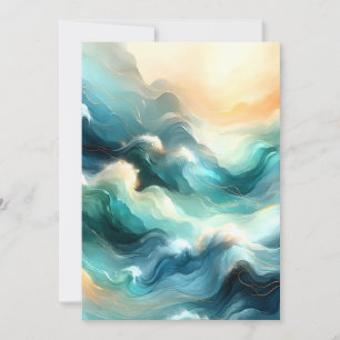 Gouden Oceaanstroom Abstracte Golven Aankondiging
