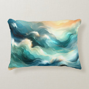Gouden Oceaanstroom Abstracte Golven Accent Kussen