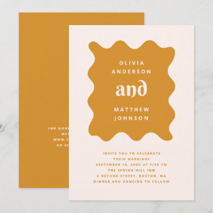 Gouden Ochre Moderne Trouw Mosterdgolf + QR-code Kaart