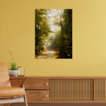 Gouden ochtendpark, originele fijne kunstdruk