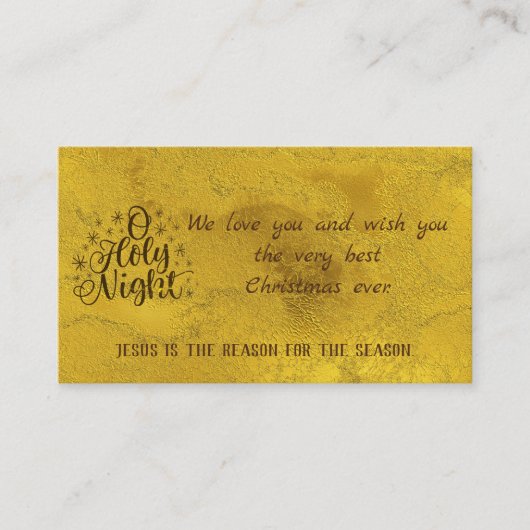 Gouden of heilige nacht met kerstboodschap informatiekaartje (Voorkant)