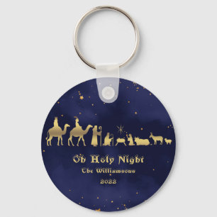 Gouden Oh Heilige Sterrennacht Kerst Keramiek Sleutelhanger