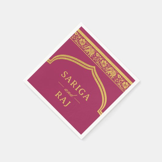 Gouden olifant en lotus bloem Mundap boog bruiloft Servet (Hoek)