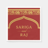 Gouden olifant en lotus bloem Mundap boog bruiloft Servet (Voorkant)