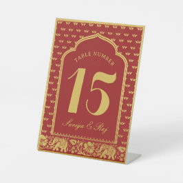 Gouden olifant & lotus bloem Trouwtafel Nummer Reclamebord Met Voetstuk