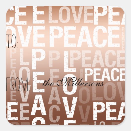 Gouden Ombre Liefde Vredesgeschenk Label (Voorkant)