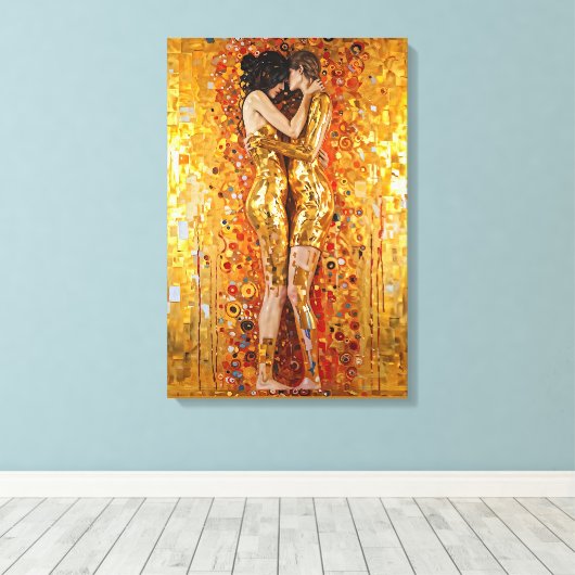 "Gouden omhelzing" Kostbaar en onverwoestbaar Canvas Afdruk (Insitu (Houten vloer))