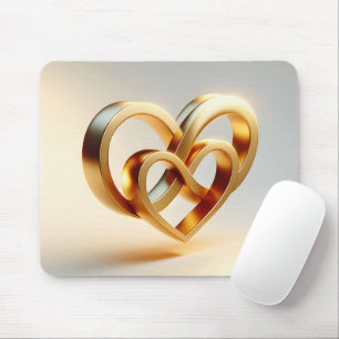 Gouden Oneindigheid en Hart Symbool Muismat