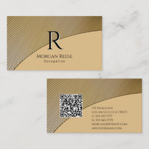 Gouden ontwerp, naam & monogram, QR-code Visitekaartje