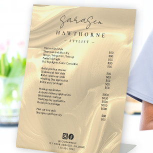 Gouden Opal prijslijst Elegante Luxe Salon Reclamebord Met Voetstuk