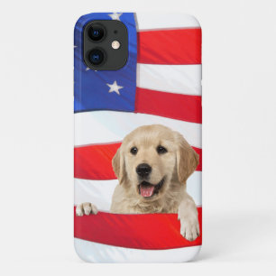 gouden opvrager onder Amerikaanse vlag iPhone 11 Hoesje