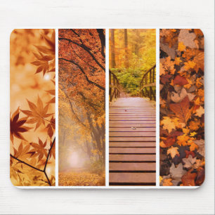 Gouden Oranje Herfst Esdblad Banner Foto Kunst Muismat