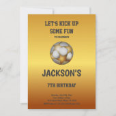 Gouden & Oranje Voetbal Verjaardagsuitnodiging Kaart (Voorkant)