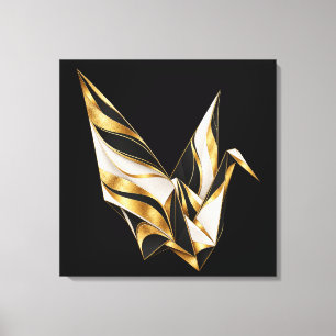 Gouden Origami Kraan Ingepakte Canvas Afdruk