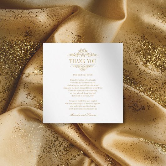 Gouden ornament wit chic modern bedankkaart